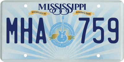 MS license plate MHA759