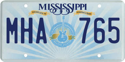 MS license plate MHA765