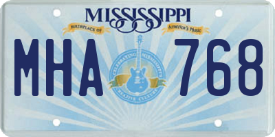 MS license plate MHA768