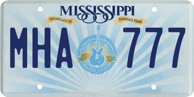 MS license plate MHA777