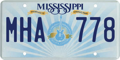 MS license plate MHA778