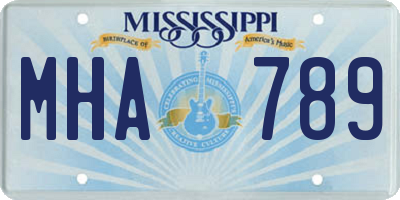 MS license plate MHA789