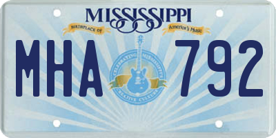 MS license plate MHA792