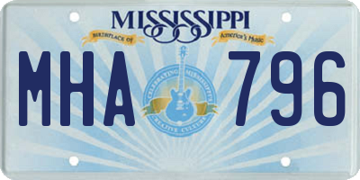 MS license plate MHA796