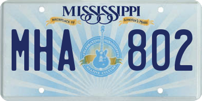 MS license plate MHA802