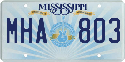 MS license plate MHA803