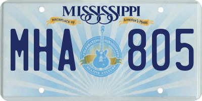 MS license plate MHA805