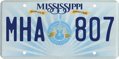 MS license plate MHA807