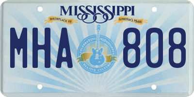 MS license plate MHA808