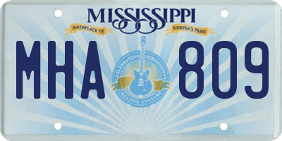 MS license plate MHA809