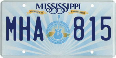 MS license plate MHA815