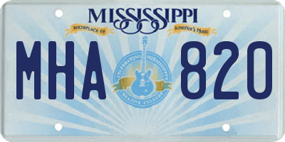 MS license plate MHA820
