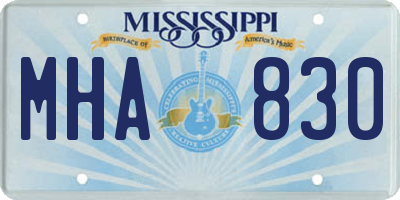 MS license plate MHA830