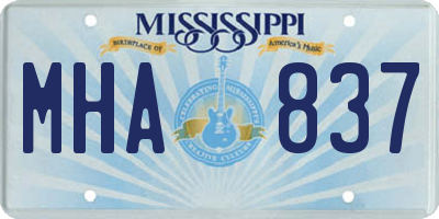 MS license plate MHA837