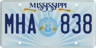 MS license plate MHA838