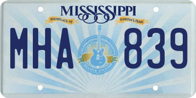 MS license plate MHA839