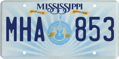 MS license plate MHA853