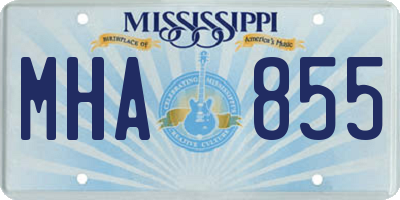MS license plate MHA855