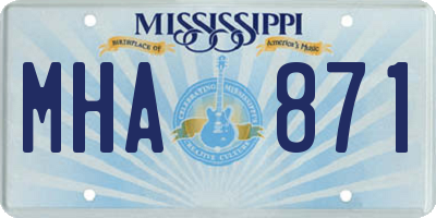 MS license plate MHA871
