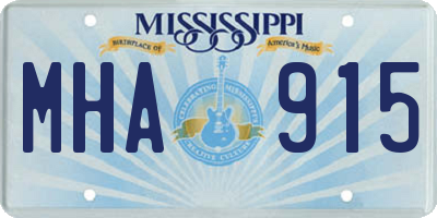 MS license plate MHA915
