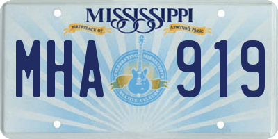 MS license plate MHA919
