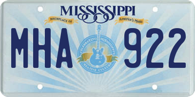 MS license plate MHA922