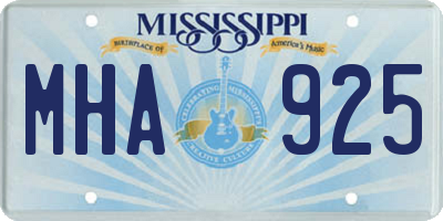 MS license plate MHA925