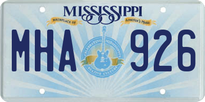 MS license plate MHA926