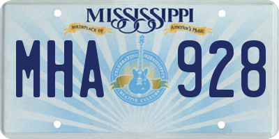 MS license plate MHA928
