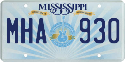 MS license plate MHA930