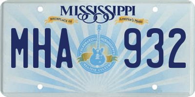 MS license plate MHA932