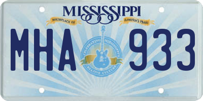 MS license plate MHA933