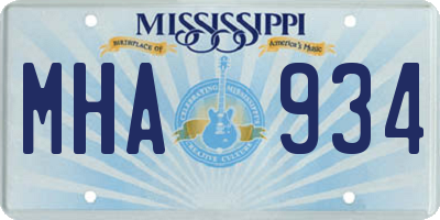 MS license plate MHA934