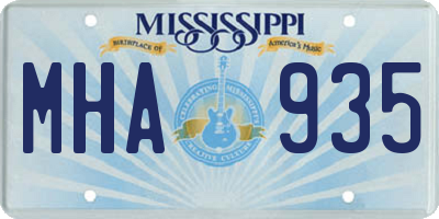 MS license plate MHA935