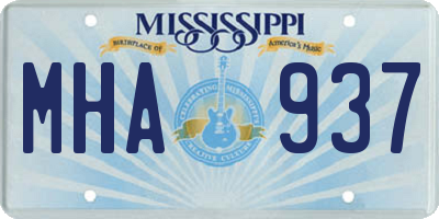 MS license plate MHA937