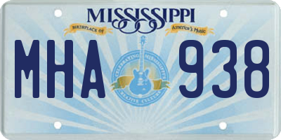 MS license plate MHA938