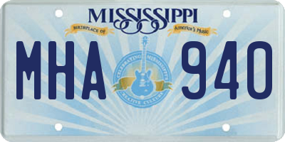 MS license plate MHA940