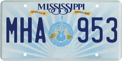 MS license plate MHA953