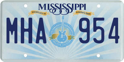 MS license plate MHA954
