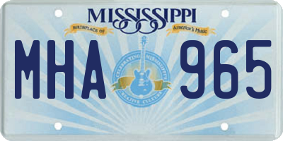 MS license plate MHA965