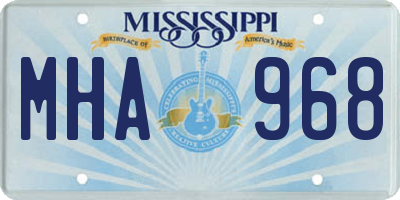 MS license plate MHA968