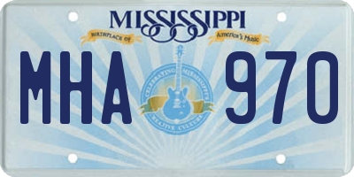 MS license plate MHA970