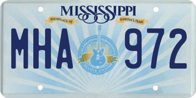 MS license plate MHA972