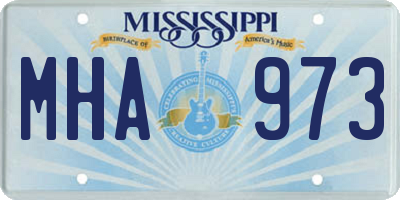 MS license plate MHA973