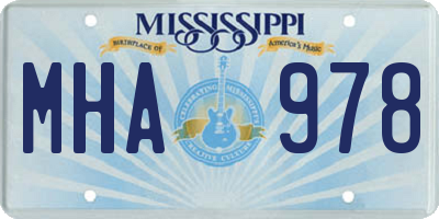 MS license plate MHA978