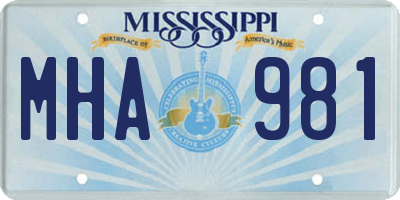 MS license plate MHA981