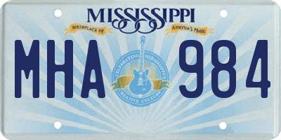 MS license plate MHA984