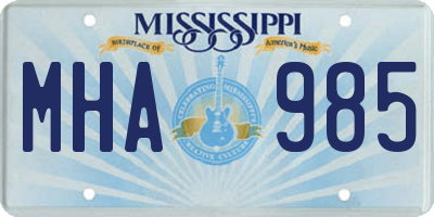 MS license plate MHA985