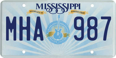 MS license plate MHA987