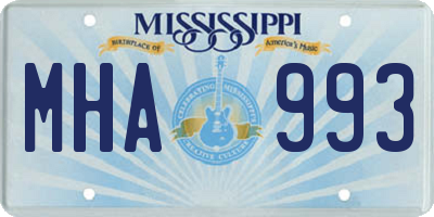 MS license plate MHA993